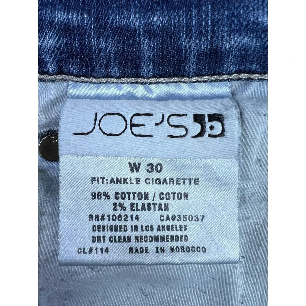 Joes Jeans Ankle Cigarette Slim Jeans Womens 30 Blue Mid Rise Stretch Denim